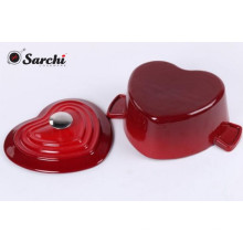 Die casting enameled Cast Iron Heart casserole pot with lid